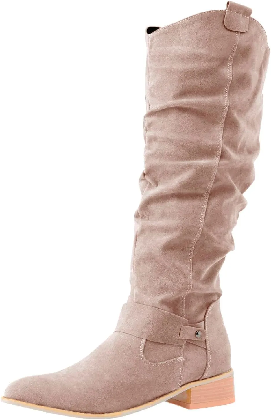 Women's Vintage Style Boots Solid Suede Side Zipper Trim with Fashion Knee Length Boots Comfort Boots