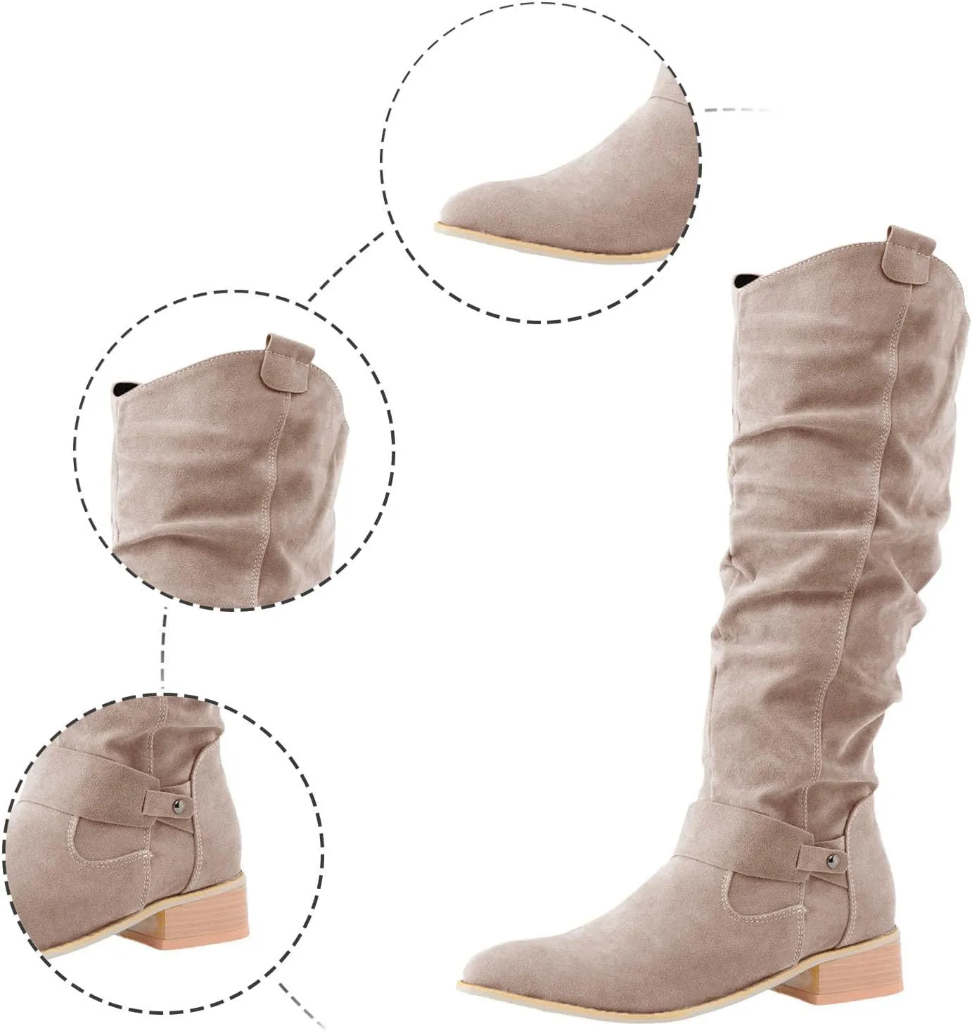 Women's Vintage Style Boots Solid Suede Side Zipper Trim with Fashion Knee Length Boots Comfort Boots