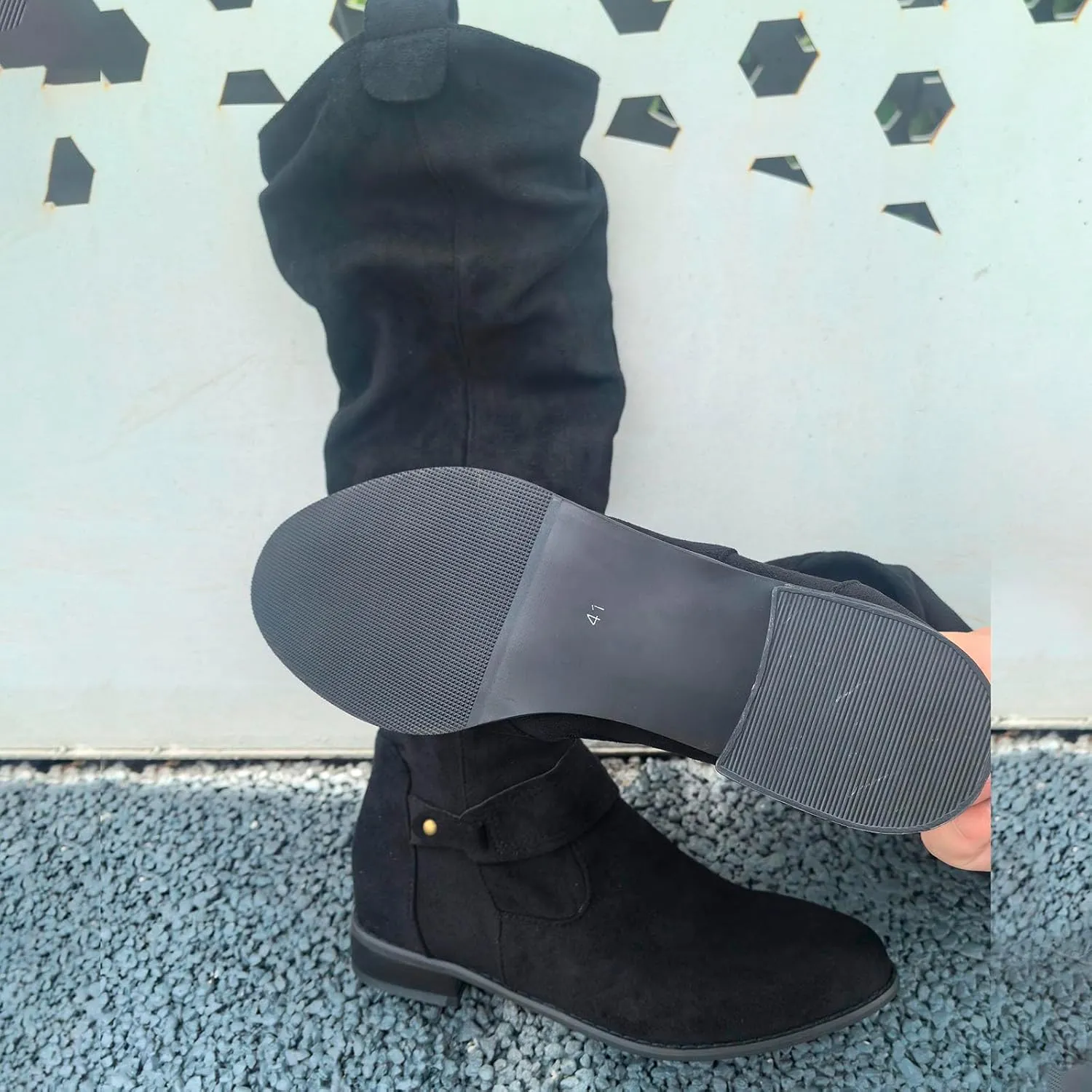 Women's Vintage Style Boots Solid Suede Side Zipper Trim with Fashion Knee Length Boots Comfort Boots