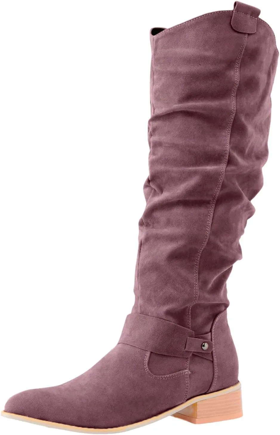 Women's Vintage Style Boots Solid Suede Side Zipper Trim with Fashion Knee Length Boots Comfort Boots