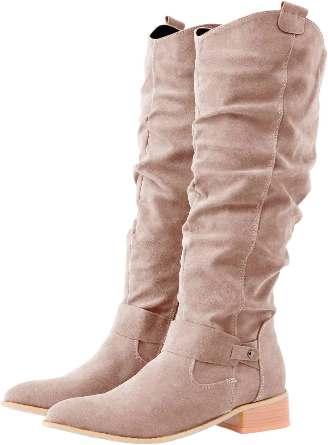 Women's Vintage Style Boots Solid Suede Side Zipper Trim with Fashion Knee Length Boots Comfort Boots