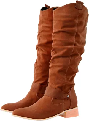 Women's Vintage Style Boots Solid Suede Side Zipper Trim with Fashion Knee Length Boots Comfort Boots