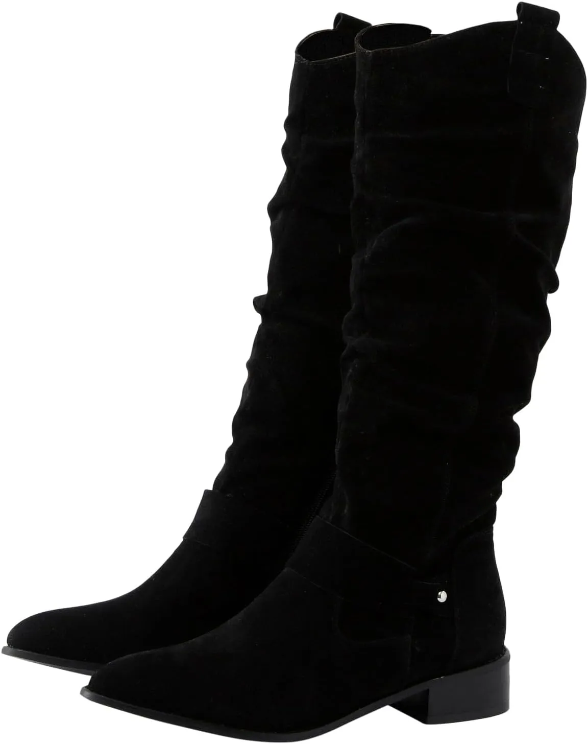 Women's Vintage Style Boots Solid Suede Side Zipper Trim with Fashion Knee Length Boots Comfort Boots