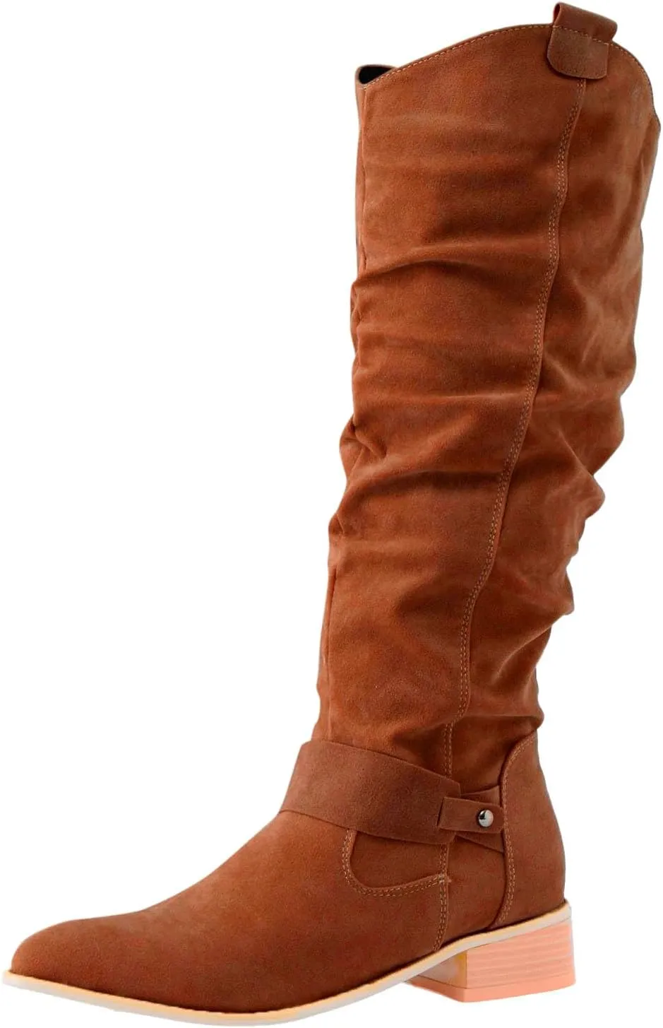 Women's Vintage Style Boots Solid Suede Side Zipper Trim with Fashion Knee Length Boots Comfort Boots