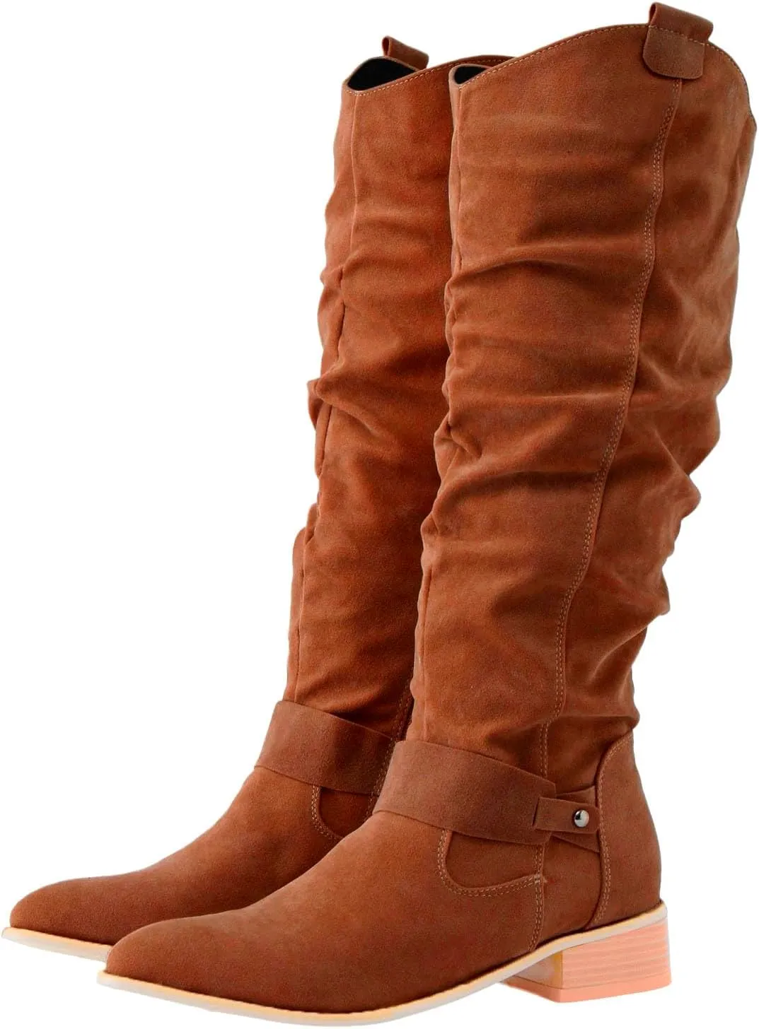Women's Vintage Style Boots Solid Suede Side Zipper Trim with Fashion Knee Length Boots Comfort Boots