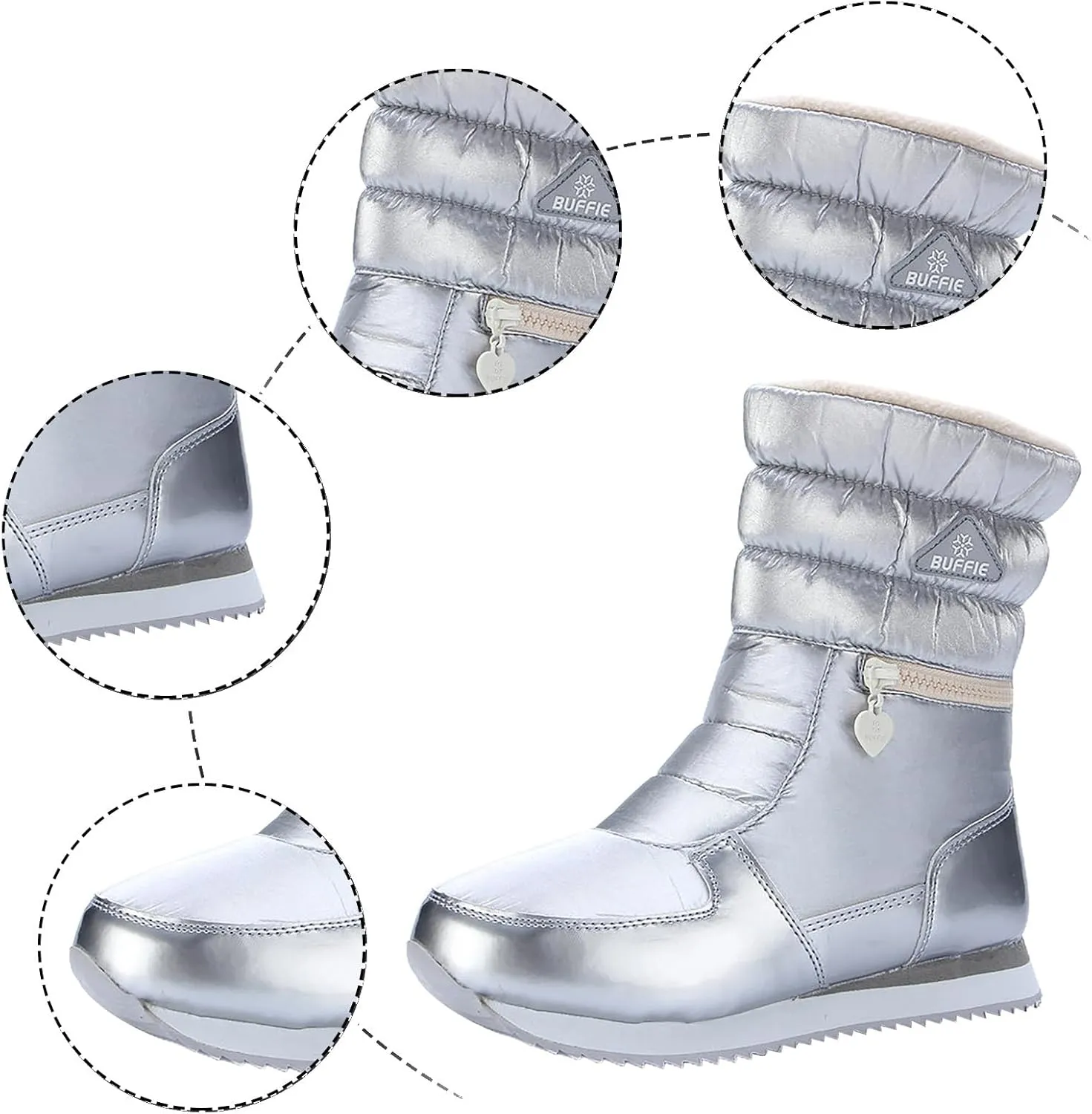 Women's Waterproof Winter Snow Boots Lightweight Warm Faux Fur Lined Mid-Calf Booties Lightweight Warm WaterProof Thermal