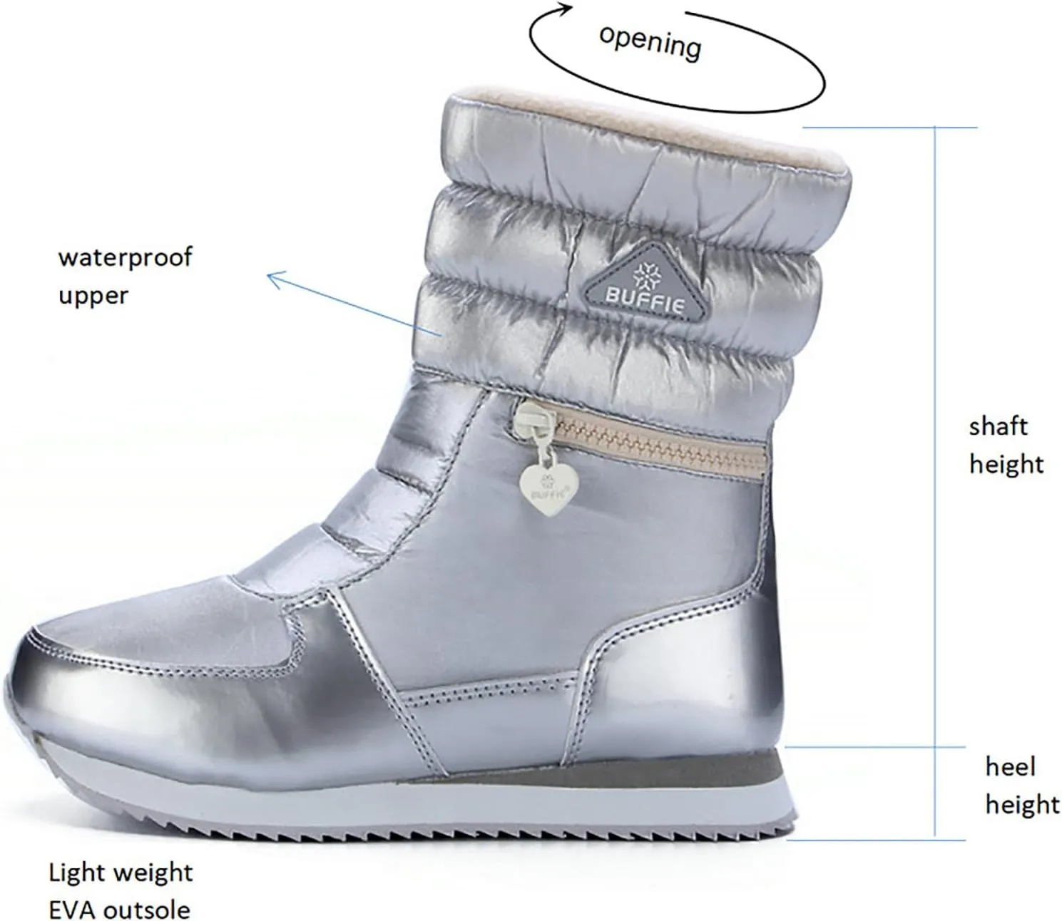 Women's Waterproof Winter Snow Boots Lightweight Warm Faux Fur Lined Mid-Calf Booties Lightweight Warm WaterProof Thermal