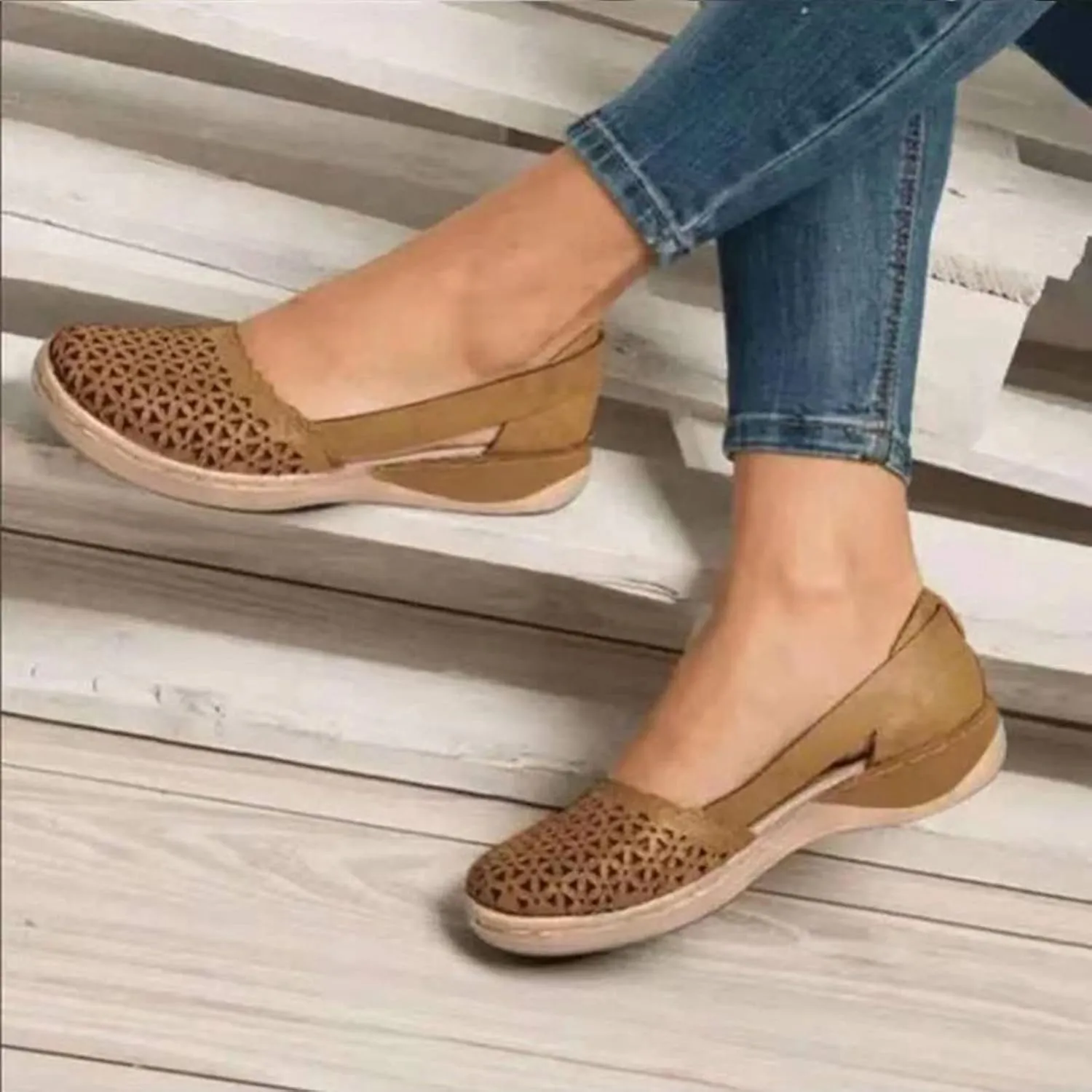 Women's Wedges Orthopedic Sandals Casual Beach Shoes Closed Toe Round Toe Hollowed Out Comfy Breathable Sandals