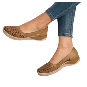Women's Wedges Orthopedic Sandals Casual Beach Shoes Closed Toe Round Toe Hollowed Out Comfy Breathable Sandals