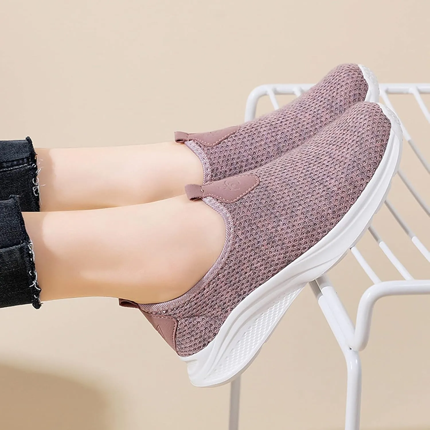 Womens White Tennis Shoes Platform Sneakers for Women Fashion Workout Shoes for Women Round Toe Slip On Casual Mens Loafers White Sneakers Men Wide