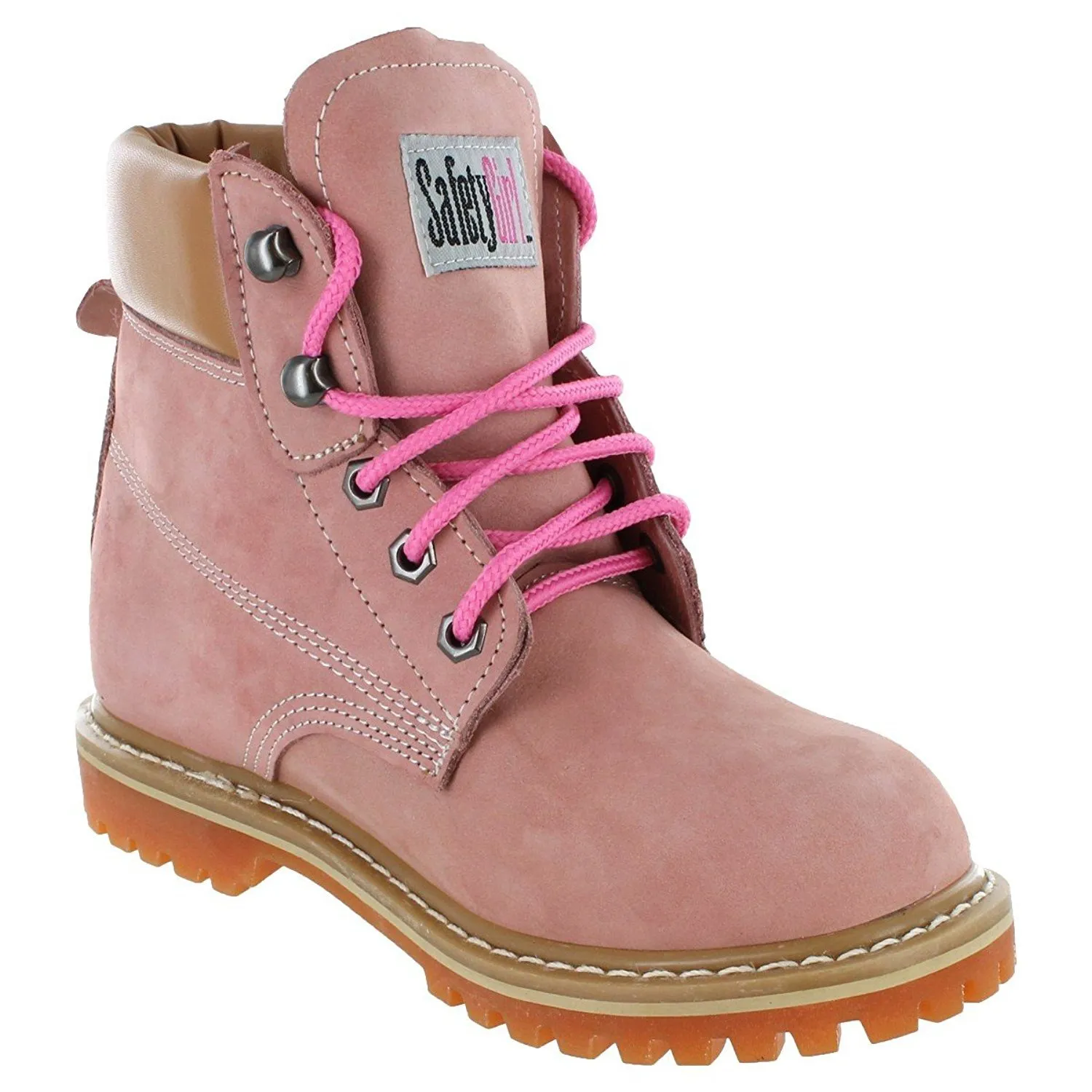Women’s Work Boots | Waterproof Leather Work for Women | Oil & Slip-Resistant Soft Toe for Women | Premium Nubuck Leather | Lightweight and Comfortable | Pink Leather - 8.5W