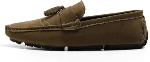 WOUND Mens Loafers Shoe Nubuck Leather Tassel Penny Driving Loafers Flexible Flat Heel Anti-Slip Classic Slip-on (Color : Brown, Size : 7)