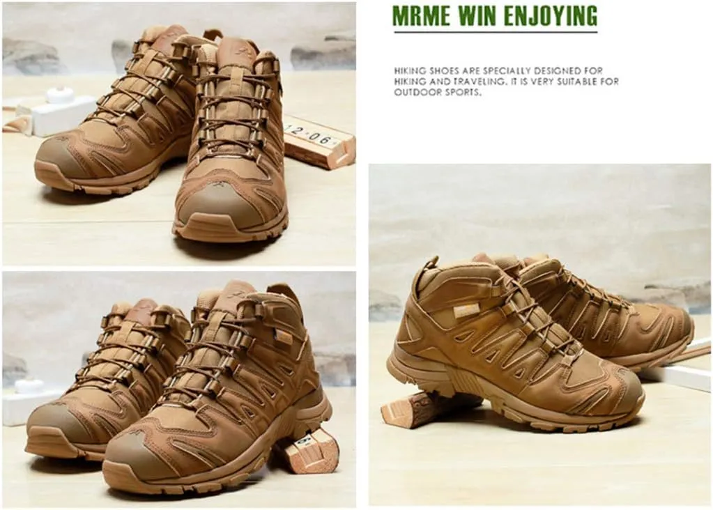Wygwlg Mens Military Army Jungle Combat Boots Adult Durable Low Rise Hiking Boots Mountain Boots Camping Cadet Biker Boots