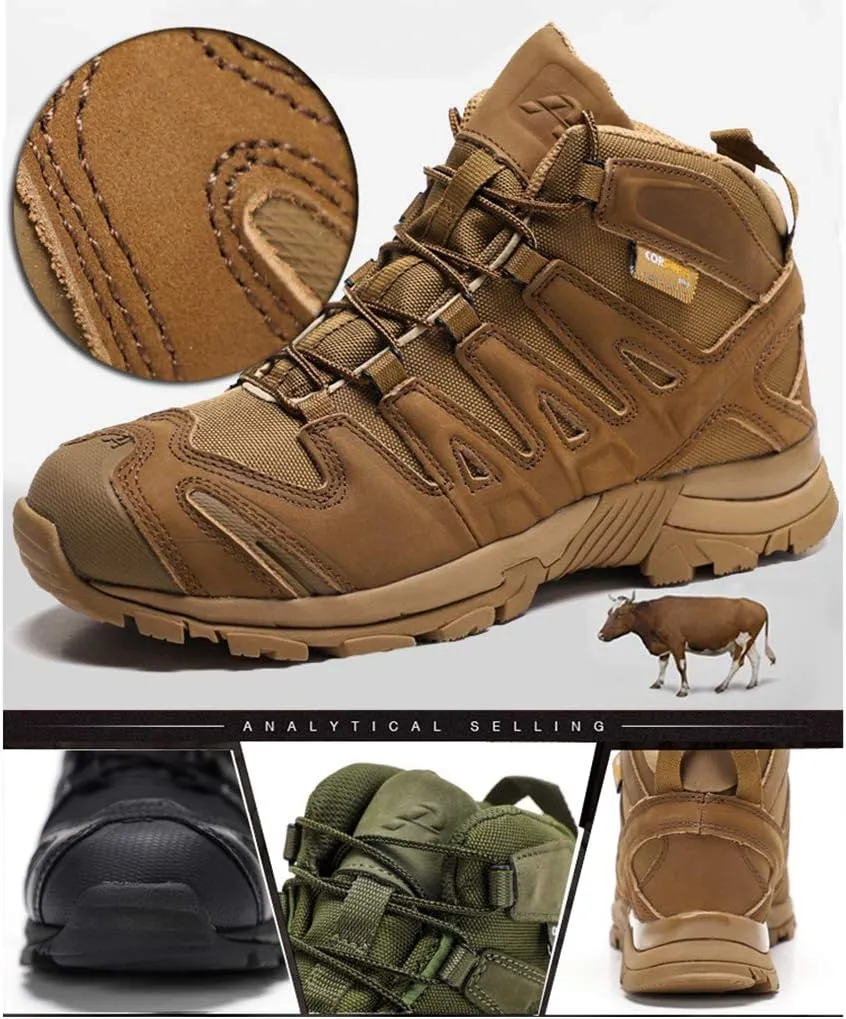 Wygwlg Mens Military Army Jungle Combat Boots Adult Durable Low Rise Hiking Boots Mountain Boots Camping Cadet Biker Boots