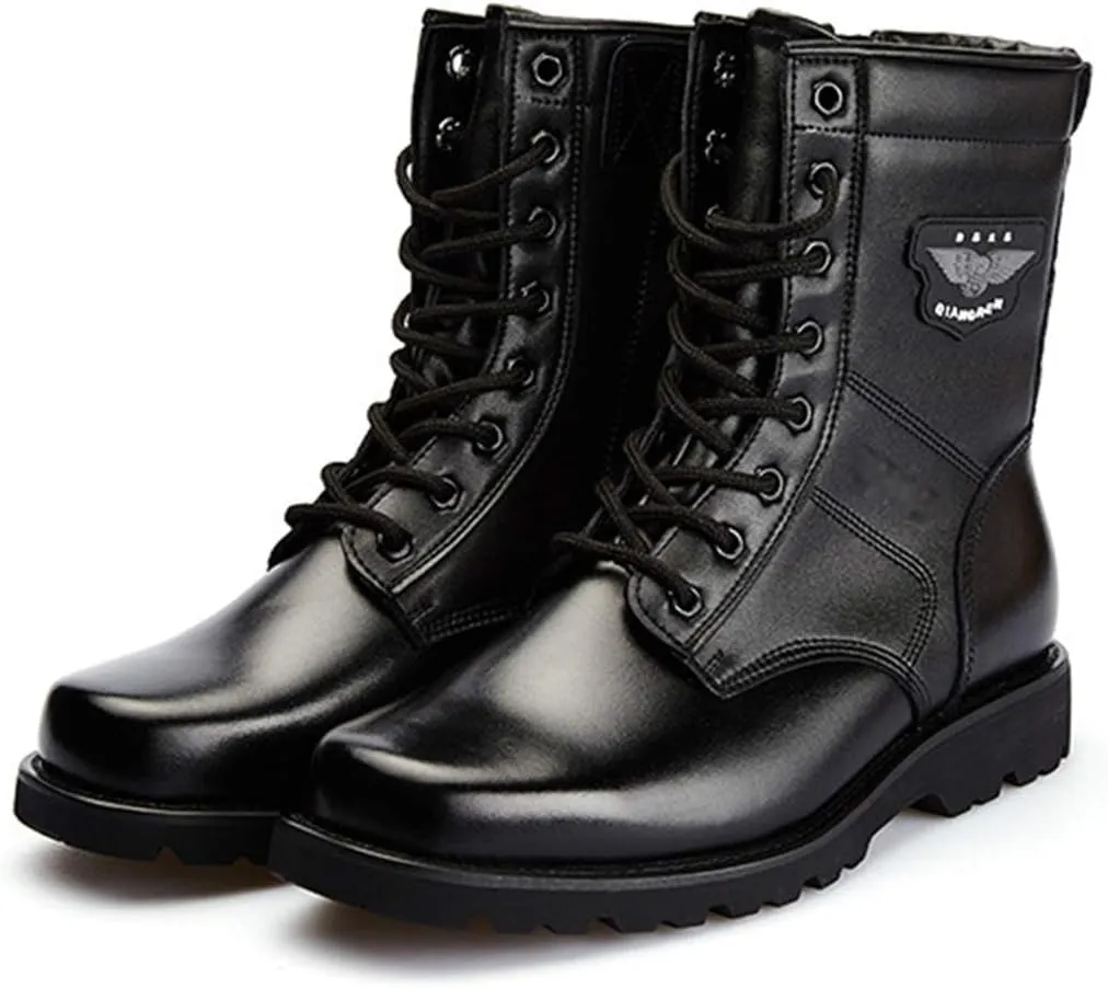 Wygwlg Men's Military Boots Army Combat Waterproof Hiking Boots Outdoor Ankle Shoes Trekking Mountaineering Shoes Black