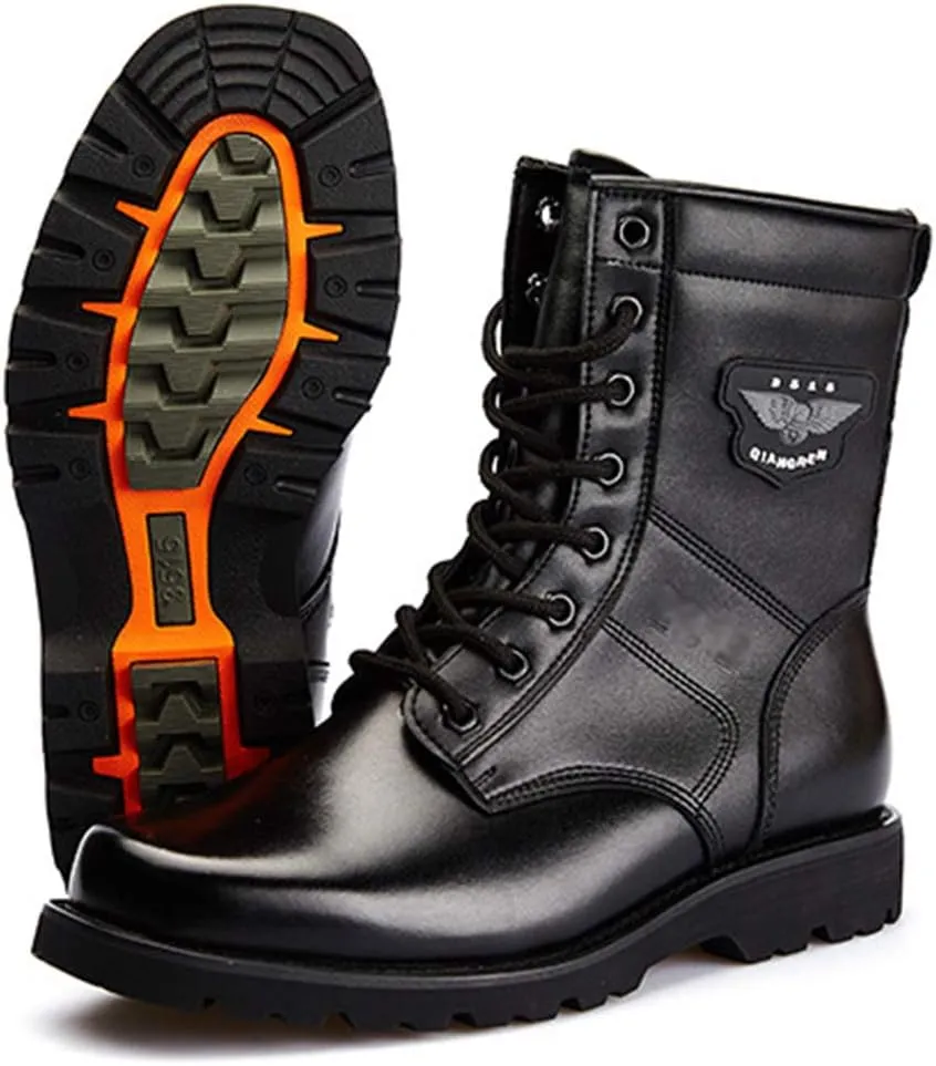 Wygwlg Men's Military Boots Army Combat Waterproof Hiking Boots Outdoor Ankle Shoes Trekking Mountaineering Shoes Black
