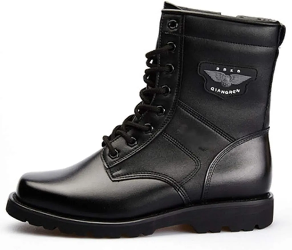 Wygwlg Men's Military Boots Army Combat Waterproof Hiking Boots Outdoor Ankle Shoes Trekking Mountaineering Shoes Black