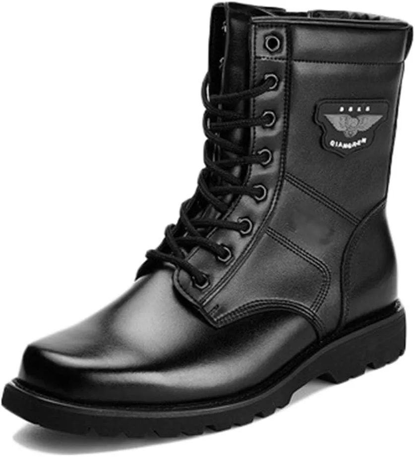 Wygwlg Men's Military Boots Army Combat Waterproof Hiking Boots Outdoor Ankle Shoes Trekking Mountaineering Shoes Black