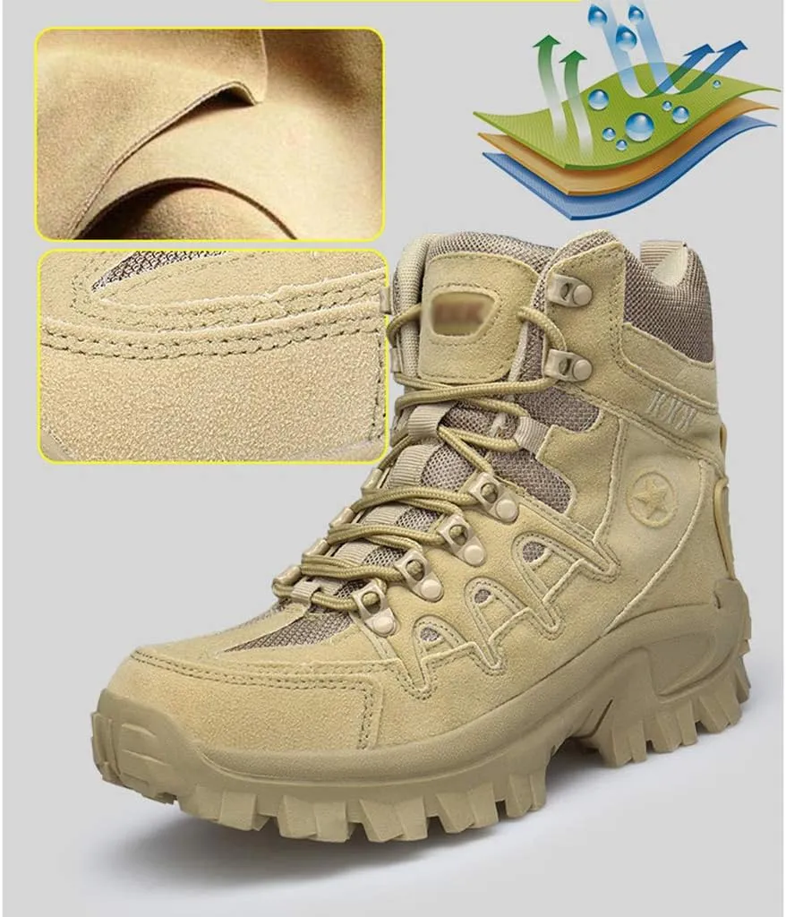 Wygwlg Mens Special Forces Boot Lightweight Military Combat Boots Low Rise Hiking Boots Durable Protection Boots