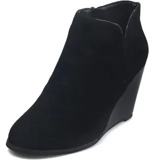 ZBYY Women's Wedge Booties,Fashion Suede Side Zipper Boots Chelsea Dress Ankle Booties Thick Heel Round Toe Ankle Shoes