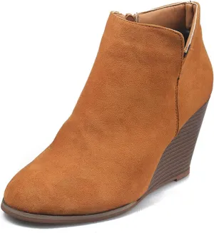 ZBYY Women's Wedge Booties,Fashion Suede Side Zipper Boots Chelsea Dress Ankle Booties Thick Heel Round Toe Ankle Shoes