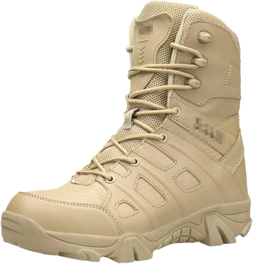 ZINERLIK Men's Tactical Boots High Top Hiking Shoes Lace Up Mountain Waterproof Military Boots Platform