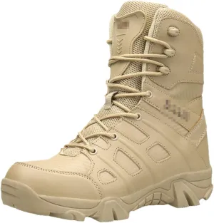 ZINERLIK Men's Tactical Boots High Top Hiking Shoes Lace Up Mountain Waterproof Military Boots Platform