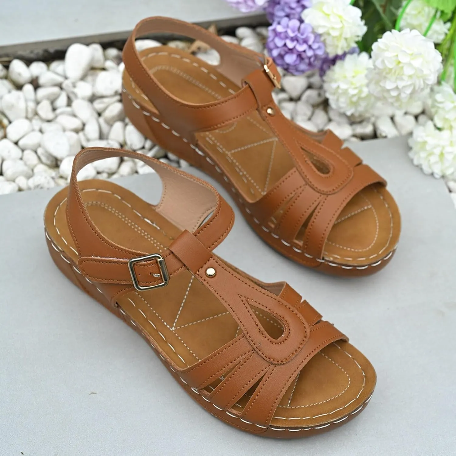 ZSpzx Wedge Sandals for Women Summer Dressy Low Heel For Womens Ankle Strap Open Toe Comfortable Walking Sandal Retro Soft Soled Casual Slip On Wedges Arch Supports Plantar Fasciitis Bunion Slippers