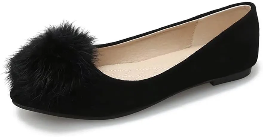 ZTWUTANG Stunner Women's Cute Pointed Toe Flat Ballet Shoes Comfortable Dress Shoes Black 42 F Black 9
